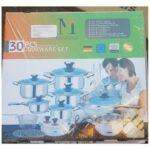Marwa Heavy Duty Induction Cooking Pot Ware Set With Glass Lids- 30PCS