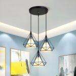 3 Heads Hanging Pendant Light with Diamond Cage