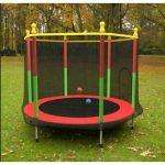 Children's Indoor Trampoline with Safety Net and Safety Cushion, Durable Frame Round Trampoline with Built-in Zipper